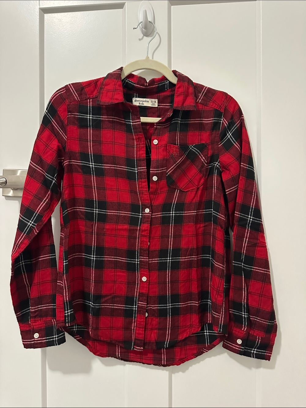 abercrombie kids Red & Black Plaid Button-Down Shirt